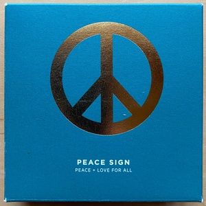 West Elm Brass Peace Sign Paperweight Table Ornament